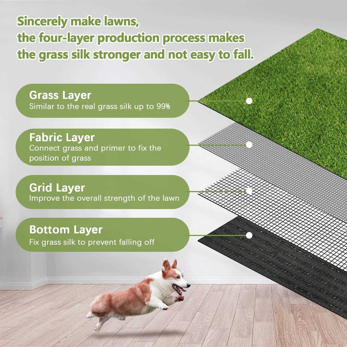 39.4 x 31.5 Inches Washable Artificial Grass Rug V406