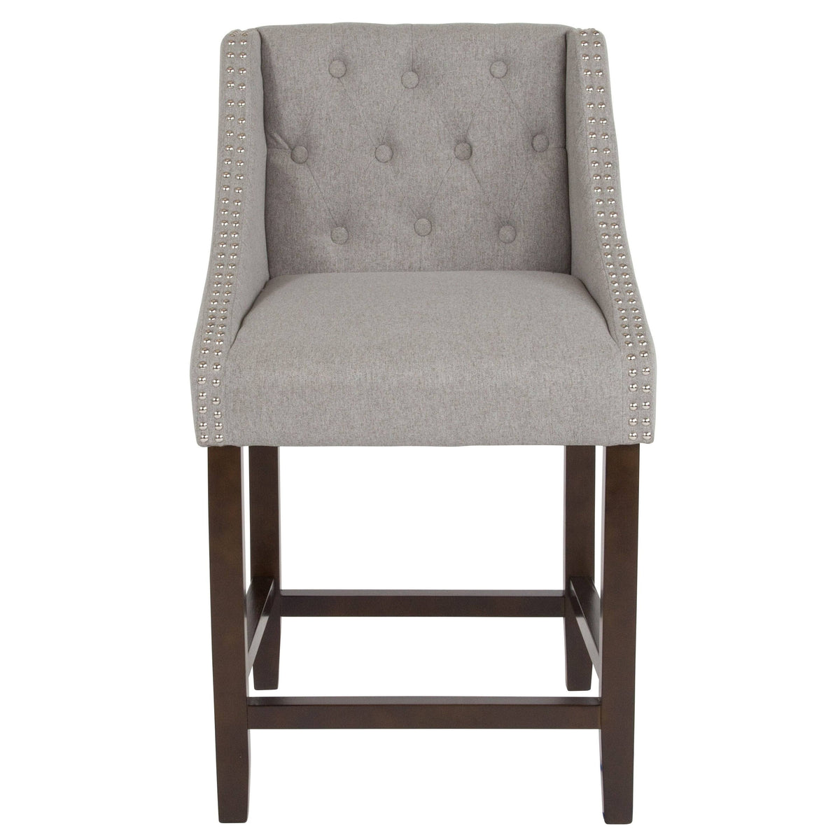 Fabric/Wood Stools (Set of 2) (Dark Gray Leather) W7030