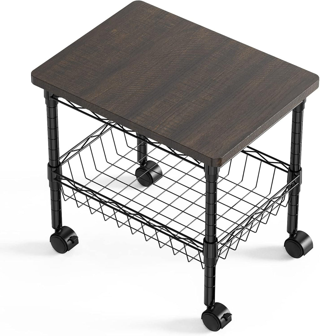 Printer Stand with Storage, Metal Printer Cart, Heavy Duty Printer Table G40381