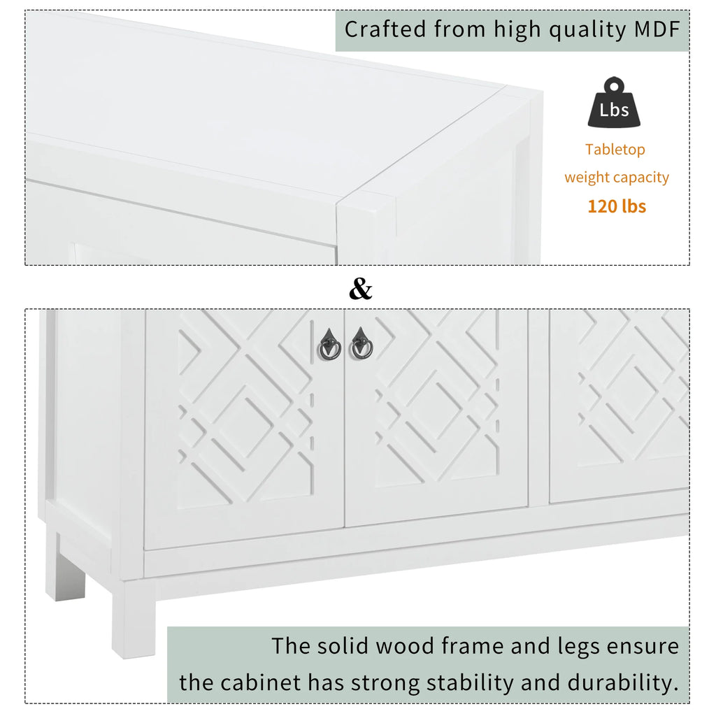White 2-Door Storage Cabinet with Metal Legs and Adjustable Shelves I154133