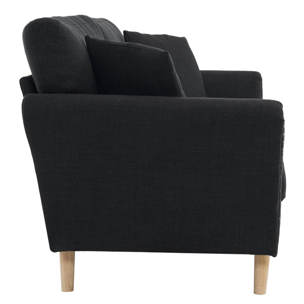 Black Upholstered 2-Seat Loveseat Sofa with 2 Pillows H606