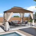 13x10 Outdoor Patio Gazebo Canopy Tent With Ventilated Double Roof And Mosquito Net J6434