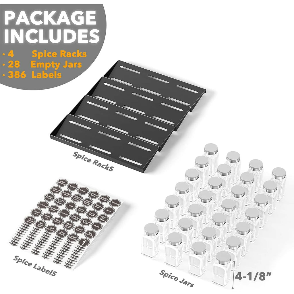 28 Spice Jars 4-Tier Spice Rack Tray Y260108