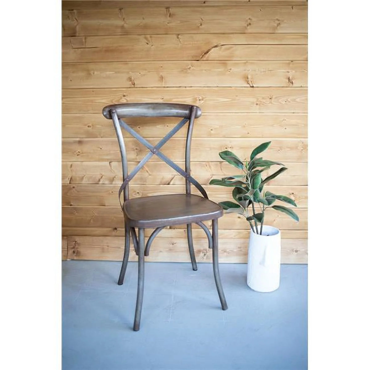 Rustic Iron Cross Back Dining Chair - Case of 2 L99634