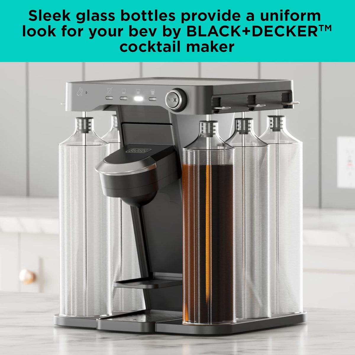 Cocktail Maker Machine, Bar Mat, and Glass Liquor Dispenser Bottles D756896