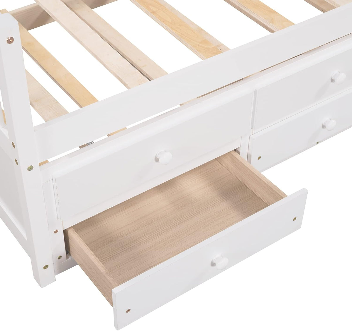 Twin White Wood Daybed with Trundle and Storage Drawers K68173