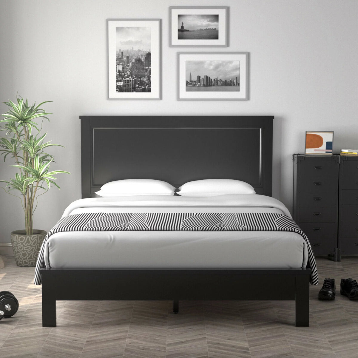 Twin Size Walnut Platform Bed Frame R205506