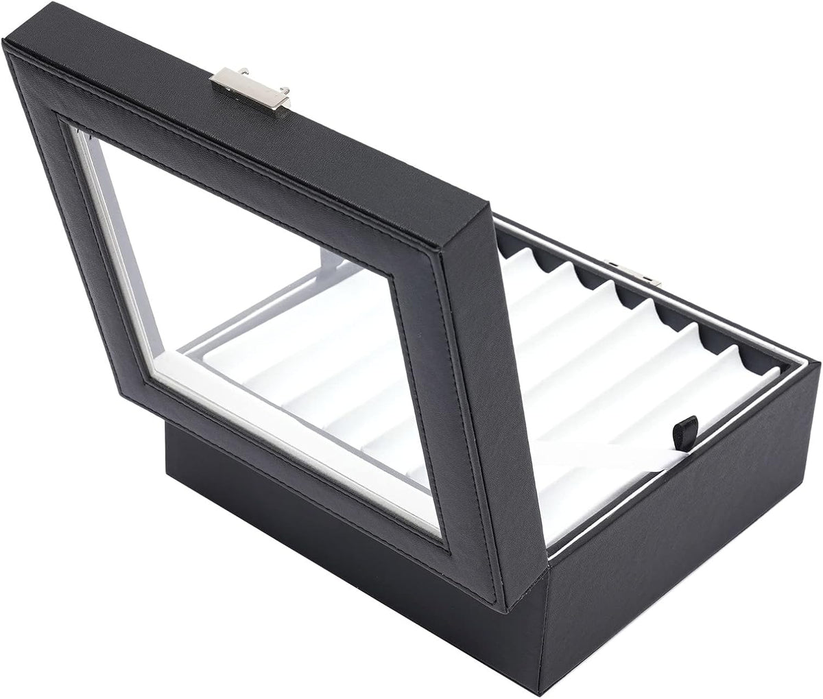 16 Slots Leather Pen Display Box Pen Collector Case with Transparent Window Pack of 2 Y310139