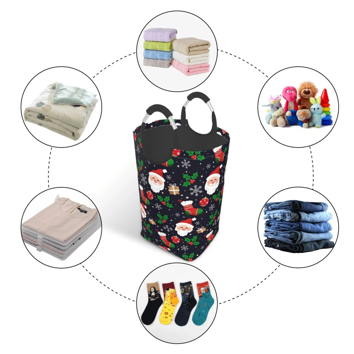 Snowflake Rectangular Collapsible Laundry Basket with Handles F368612