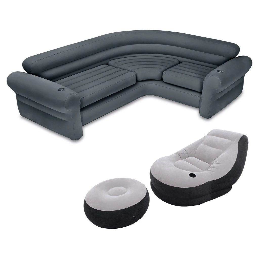 Inflatable Corner Sectional Sofa & Lounge Chair and Ottoman Set W363