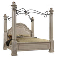 Antique White Solid Hardwood King Canopy Bed I722872