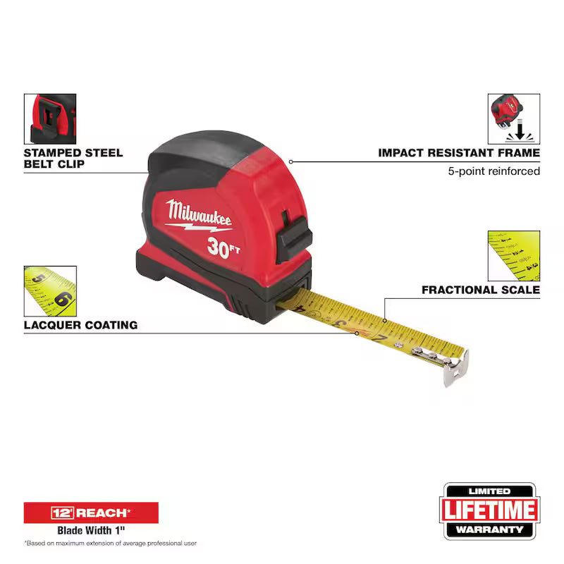 30 ft. Tape Measure with Fractional Scale R8082