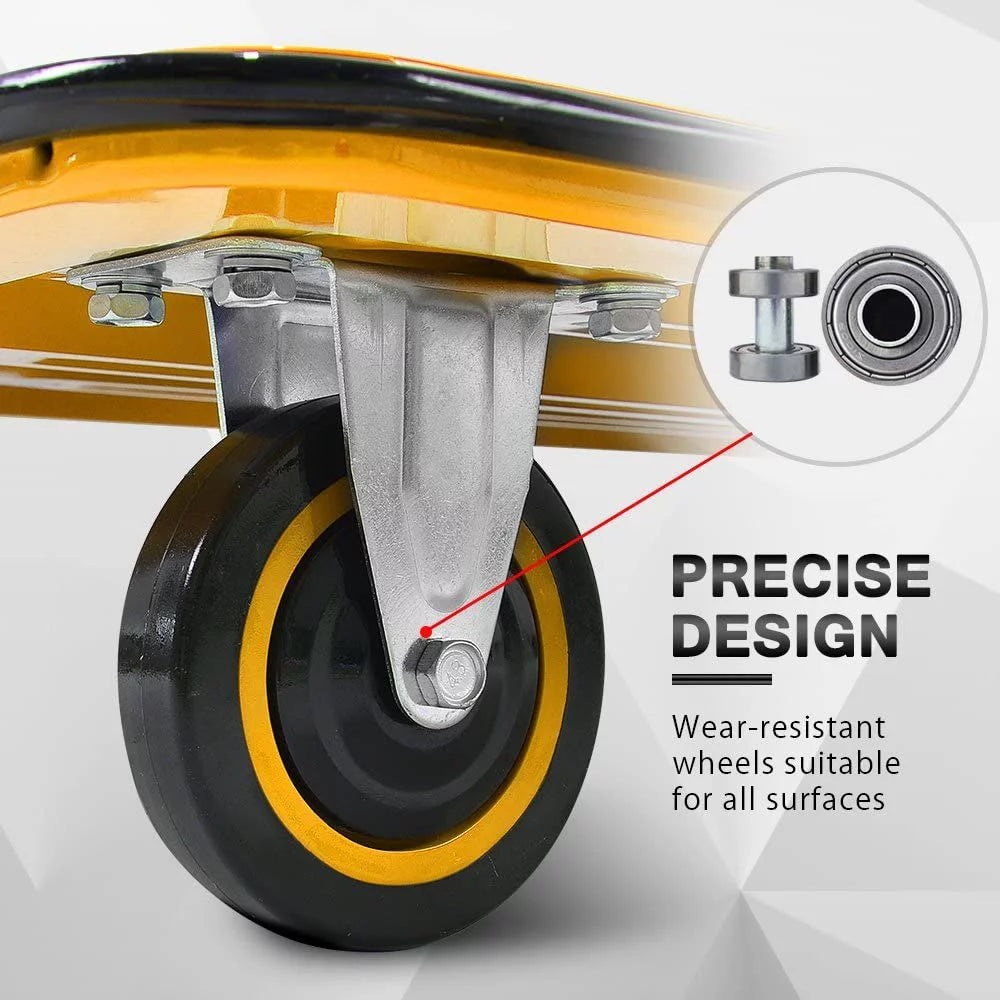 Yellow Foldable Push Cart Dolly with 360 Degree Swivel Wheels R80621