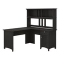 60" Wood L Shaped Desk with Hutch N691026