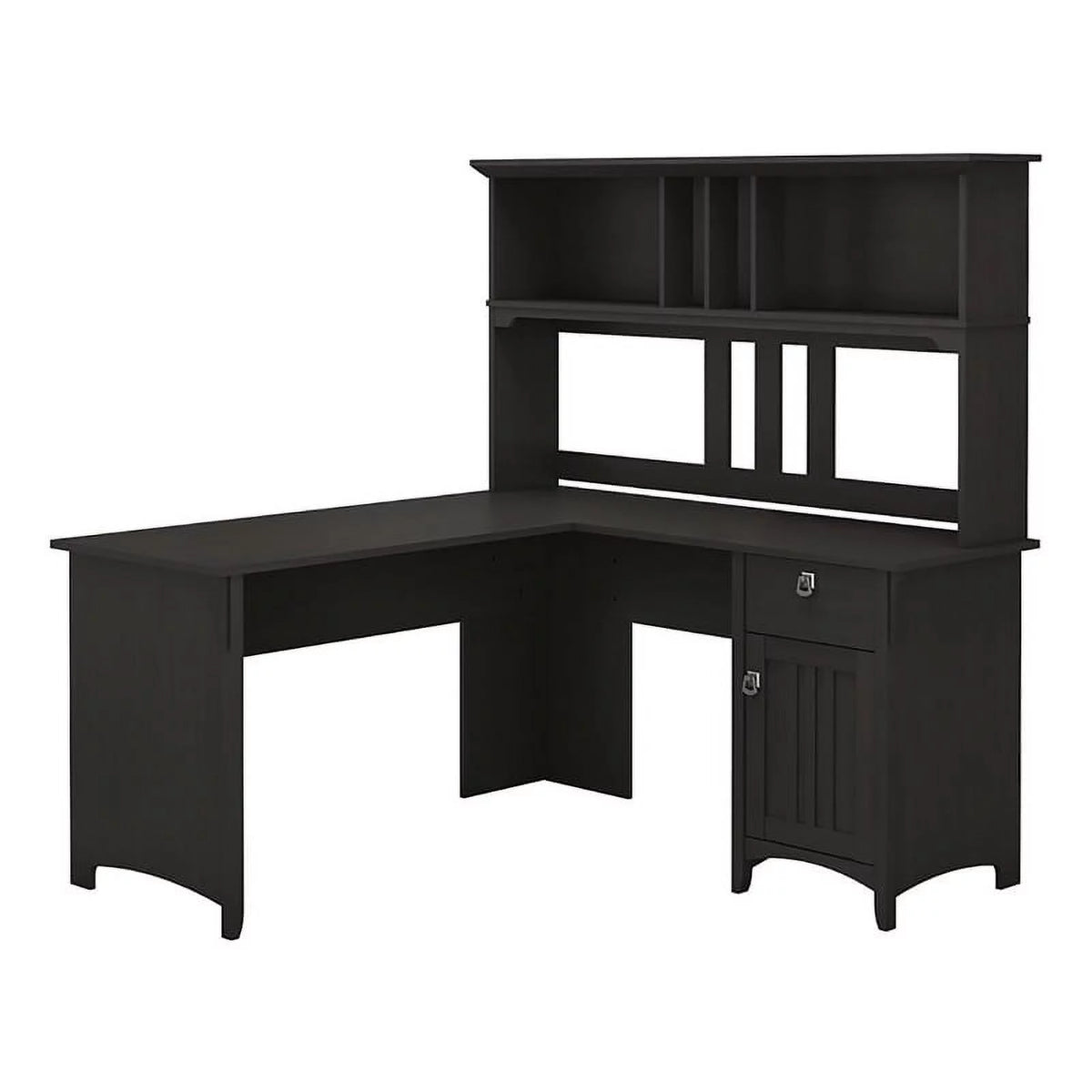 60" Wood L Shaped Desk with Hutch N691026