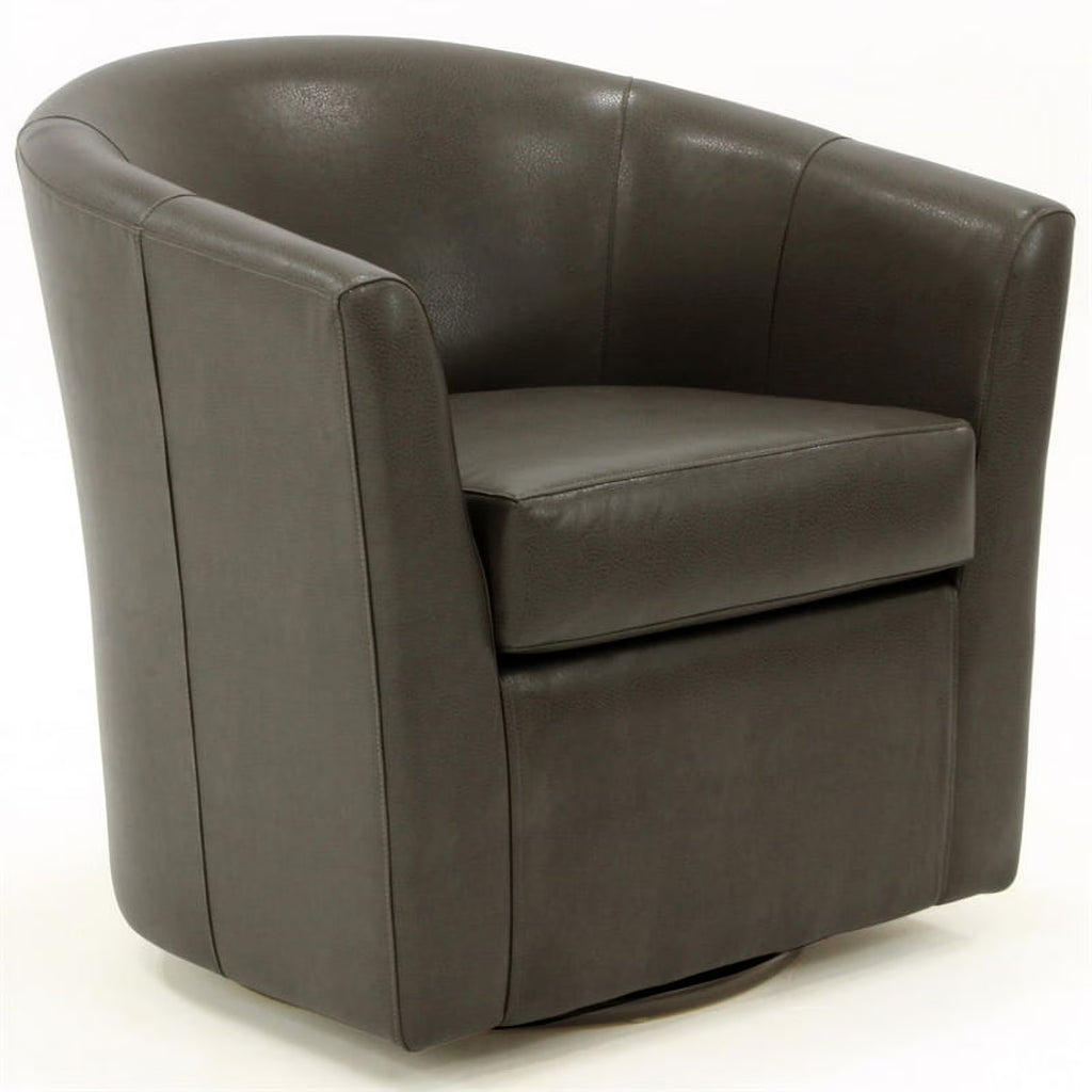 Charcoal Faux Leather Swivel Club Chair W9822