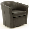 Charcoal Faux Leather Swivel Club Chair W9822