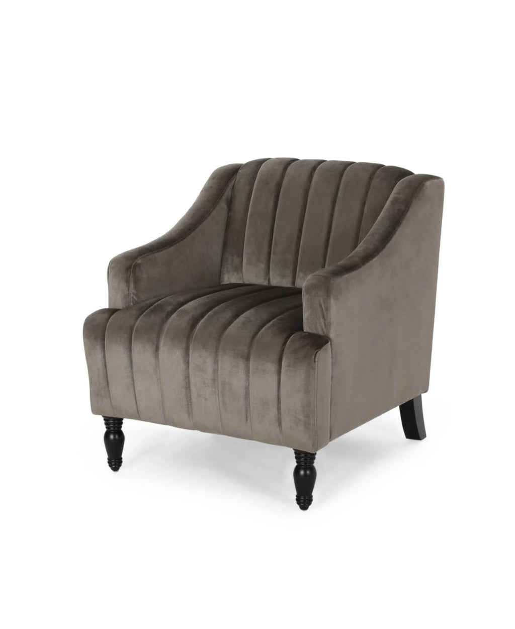 Gray and Dark Brown Velvet Club Chair H5120