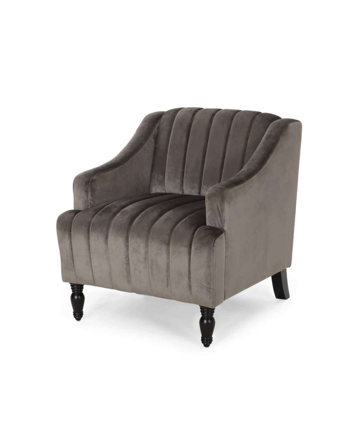 Gray and Dark Brown Velvet Club Chair H5120