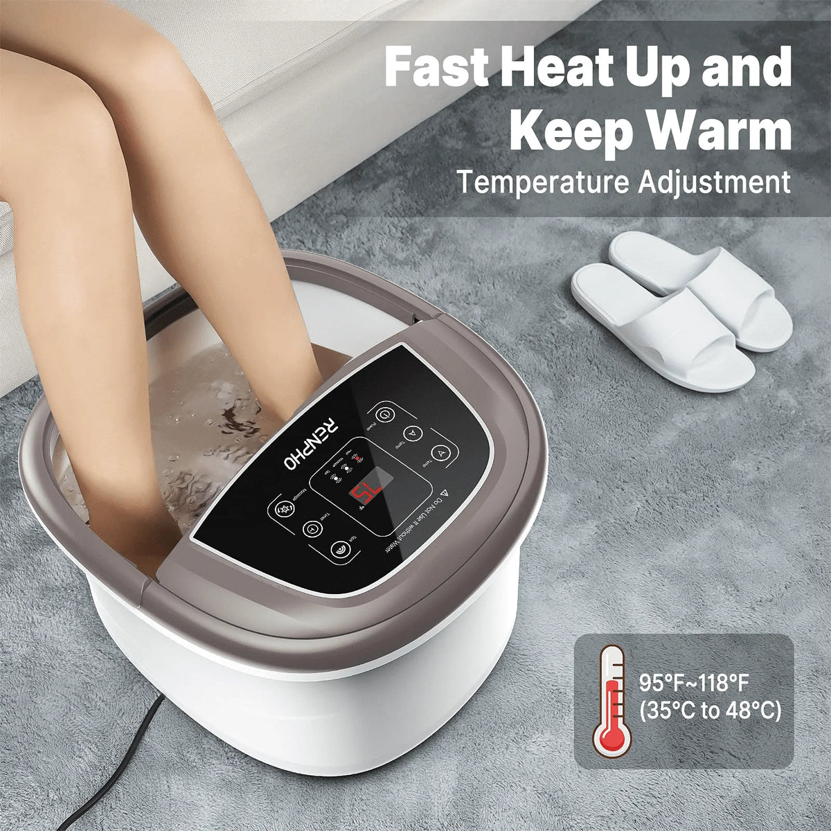 Foot Spa Bath Massager with Heat Bubbles Massage & Jets A486