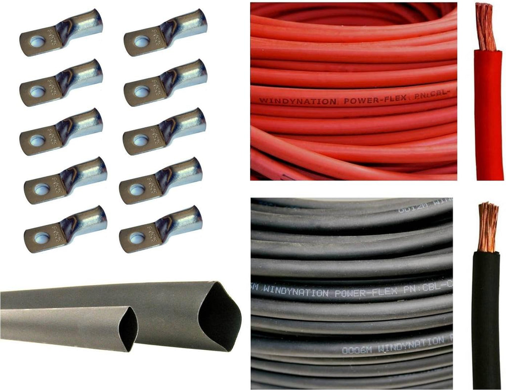 1/0 AWG 10 Feet Black Pure Copper Welding Cable with Copper Lugs and Heat Shrink Tubing K593