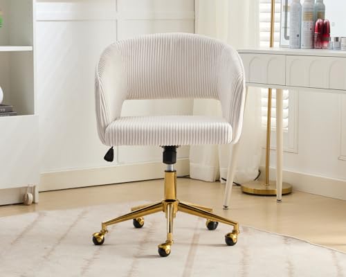 Velvet Upholstered Swivel Desk Chair with Gold Base D95966