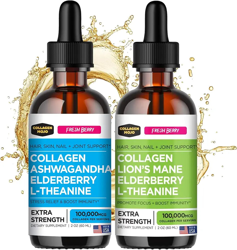 Liquid Collagen Peptides with Lion's Mane Mushroom, Elderberry & L-Theanine and Ashwagandha I6424