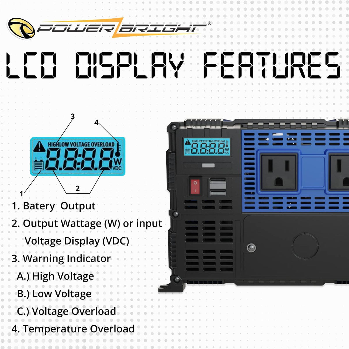 3000 Watts Power Inverter 12V to 110V Modified Sine Wave Car Inverter L557