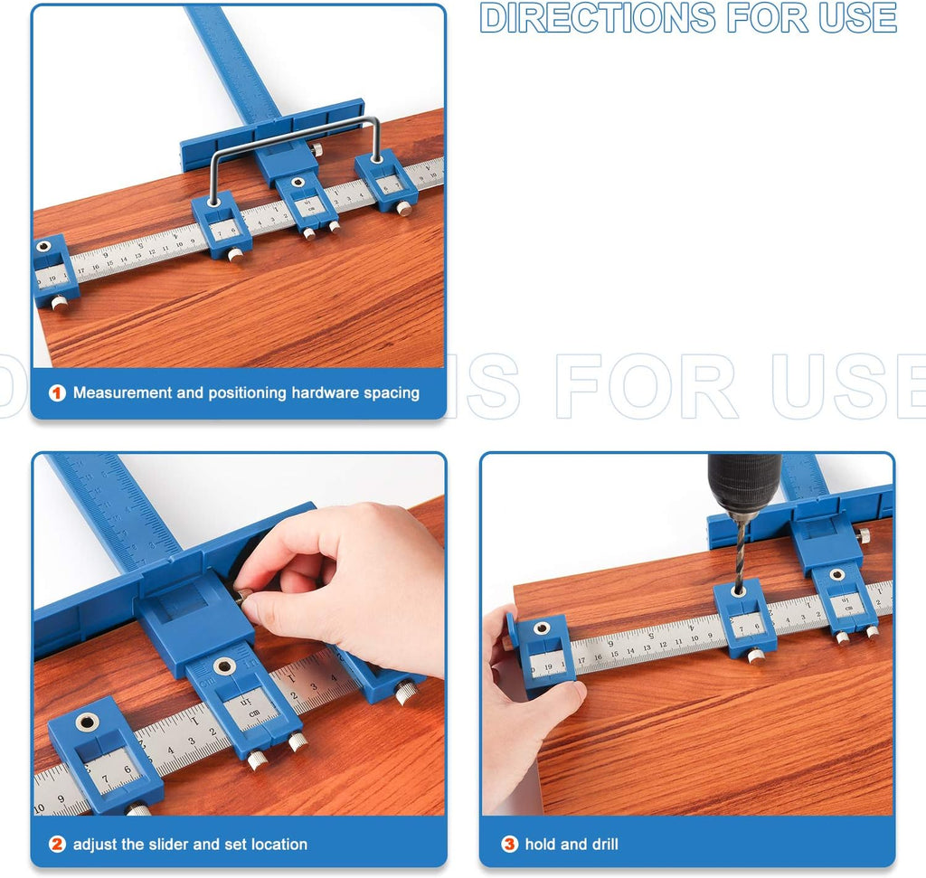 Cabinet Hardware Jig Tool Adjustable Drill Template Guide Pack of 2 M31961