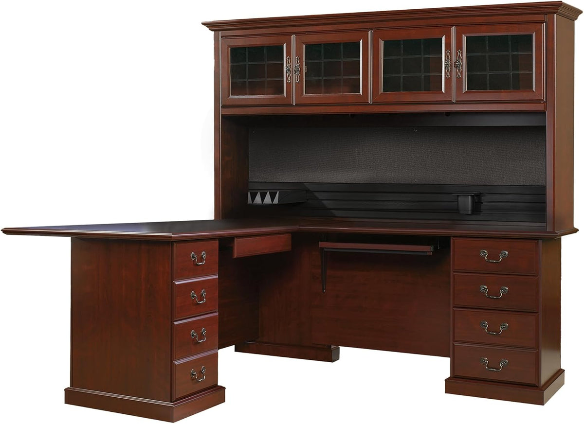 L-Shaped Desk with Office Hutch, Classic Cherry H53233