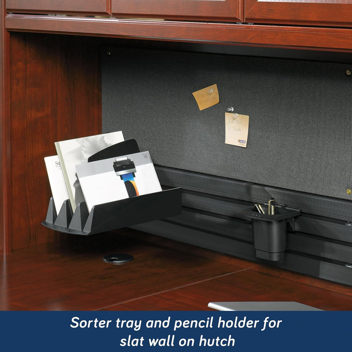 L-Shaped Desk with Office Hutch, Classic Cherry H53233