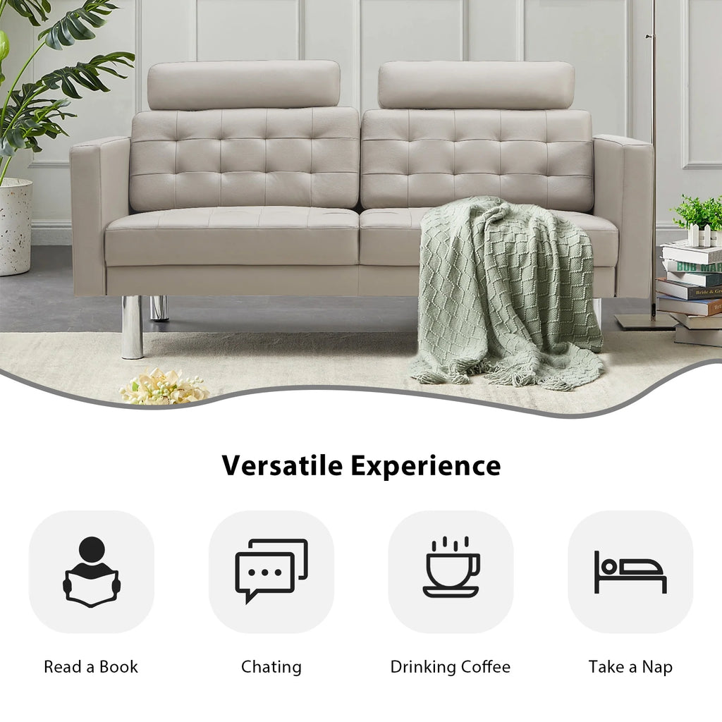 72" Top-Grain Leather Loveseat Sofa N96190
