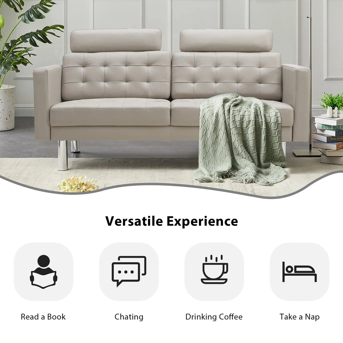 72" Top-Grain Leather Loveseat Sofa N96190