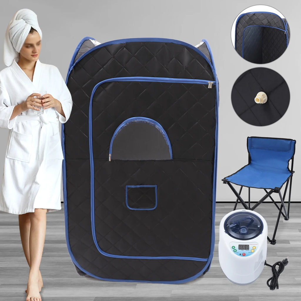 Portable Steam Sauna Tent with 2L Steamer, 99 Minute Timer, Remote Control, Chair, 135CM R566