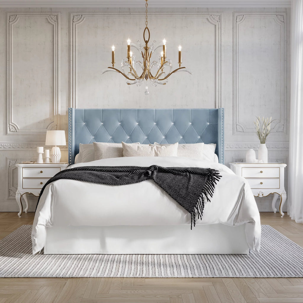 Black Velvet Upholstered Full Bed H96305