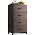 Dark Grey 4 Drawer Fabric Dresser with Wood Top Y82592