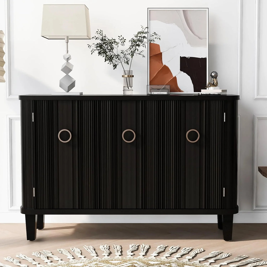 Black Storage Cabinet with 3 Doors and Adjustable Shelf I1500