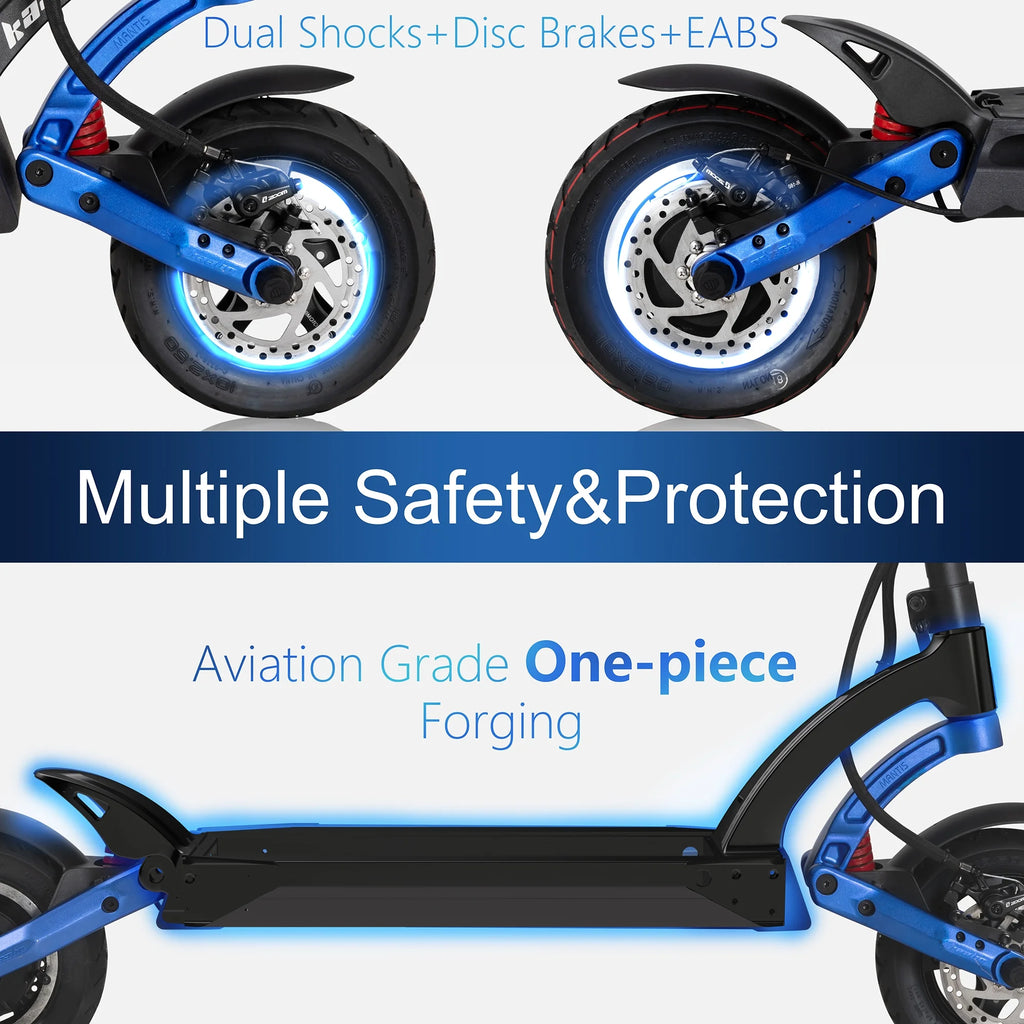 Blue Electric Scooter with 25 Miles Range, 19 MPH, 500W Motor, 10 inch Wheels X909