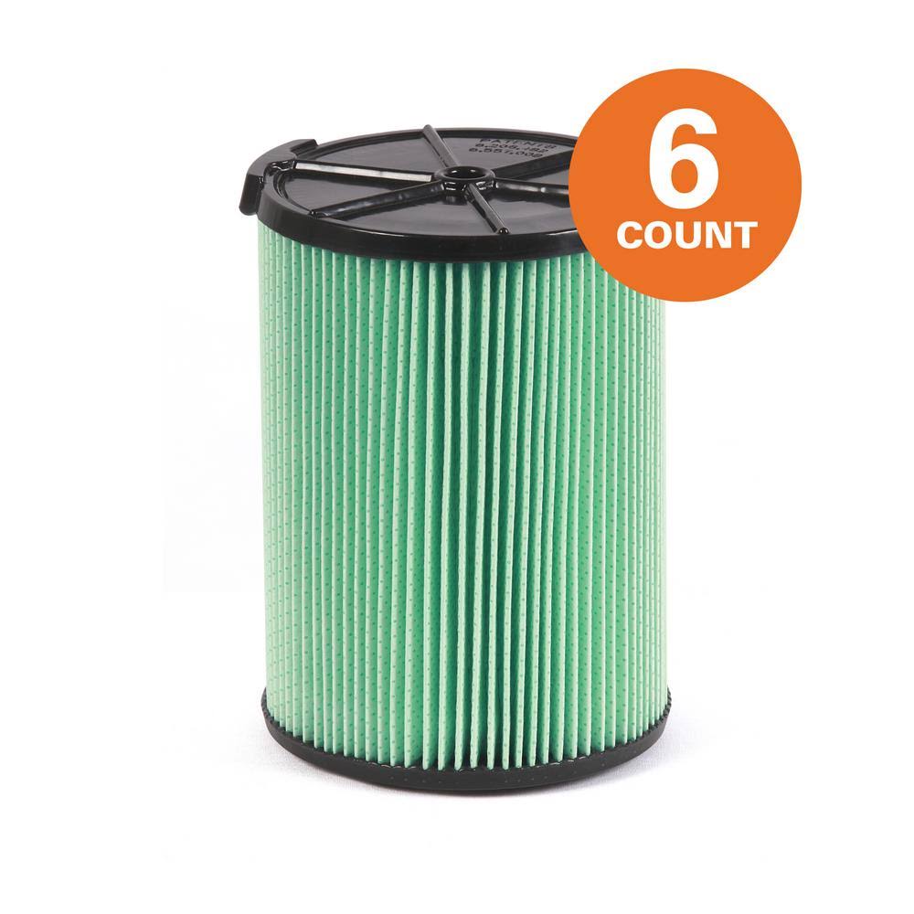 5-Layer Pleated Paper Filter for 5.0 gal. Wet Dry Vacs (6-Pack) R492
