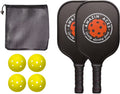 Two Graphite Pickleball Paddles Set with Four Balls and Mesh Carry Bag Z475