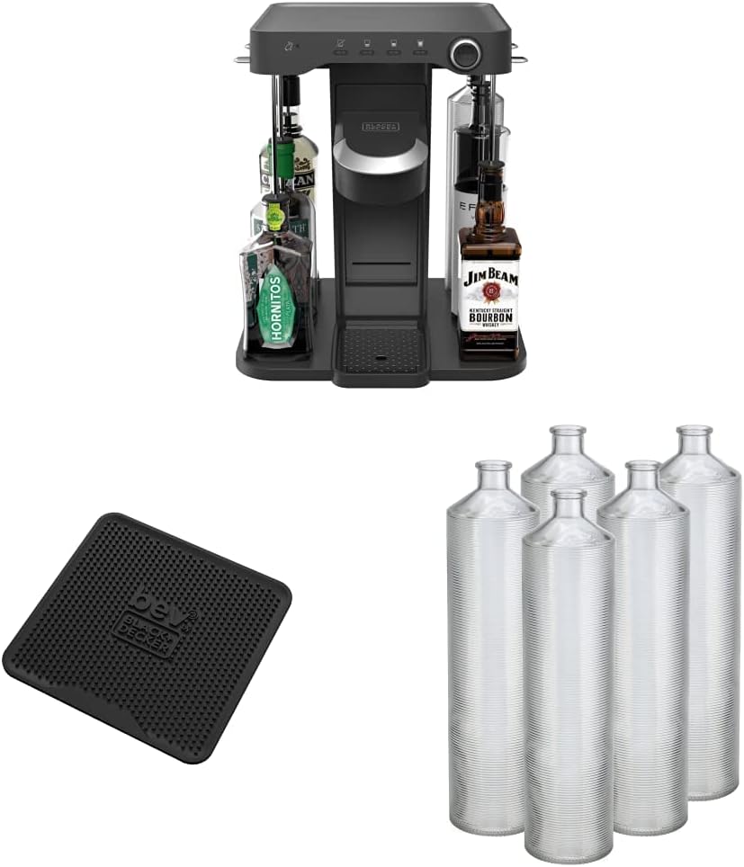 Cocktail Maker Machine, Bar Mat, and Glass Liquor Dispenser Bottles D756896