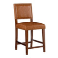 24" Faux Leather Wood Counter Stool in Dark Caramel/Walnut R713737