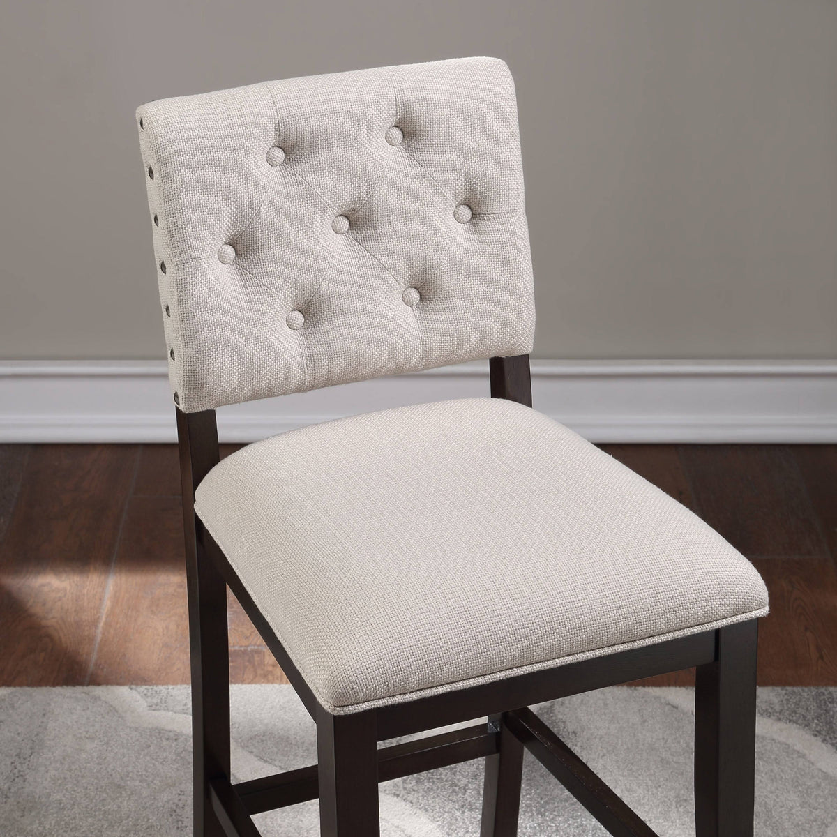 Walnut Button Tufted Counter Stool O398780