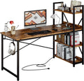 55" Computer Desk with Power Outlet and Storage Shelves L73322
