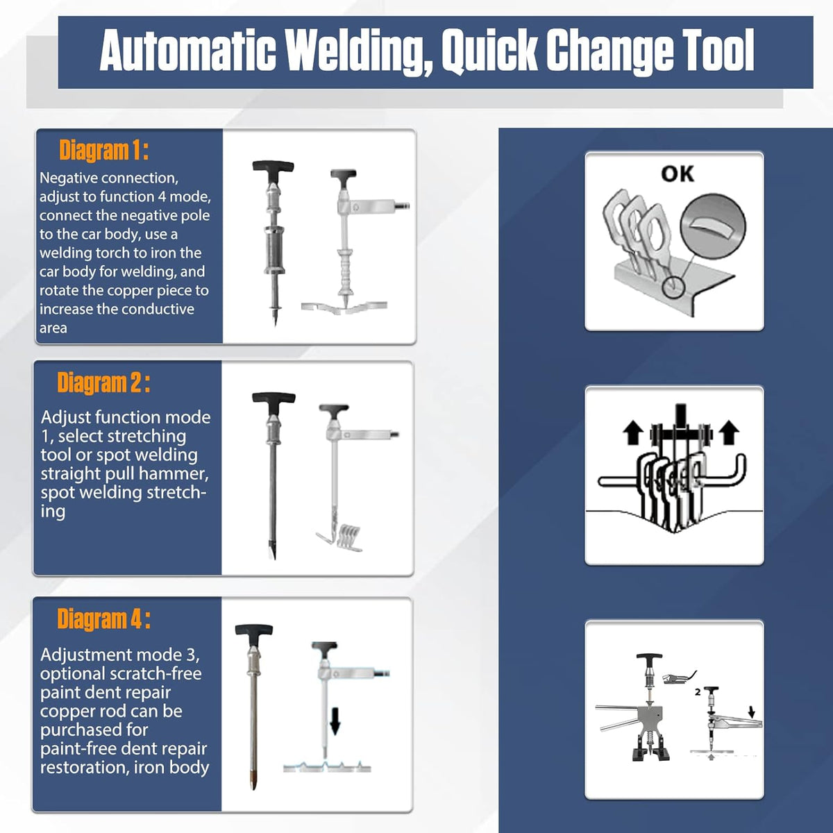 110V 1600W 7 Modes Stud Welder Dent Repair Kit A152954