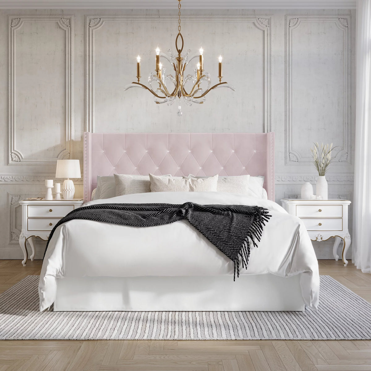 Black Velvet Upholstered Full Bed H96305