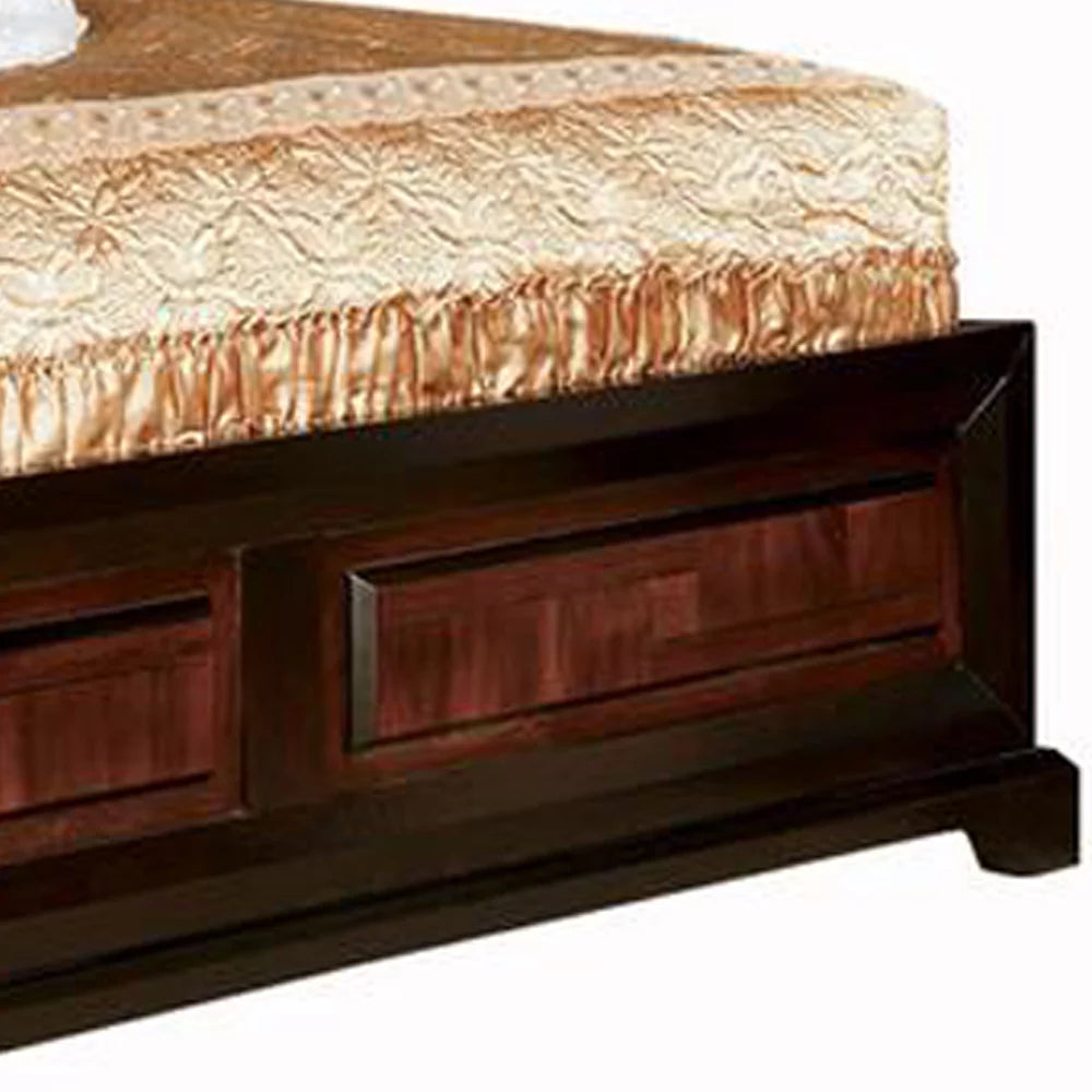Queen Size Wooden Parquet Design Bed Brown G203374