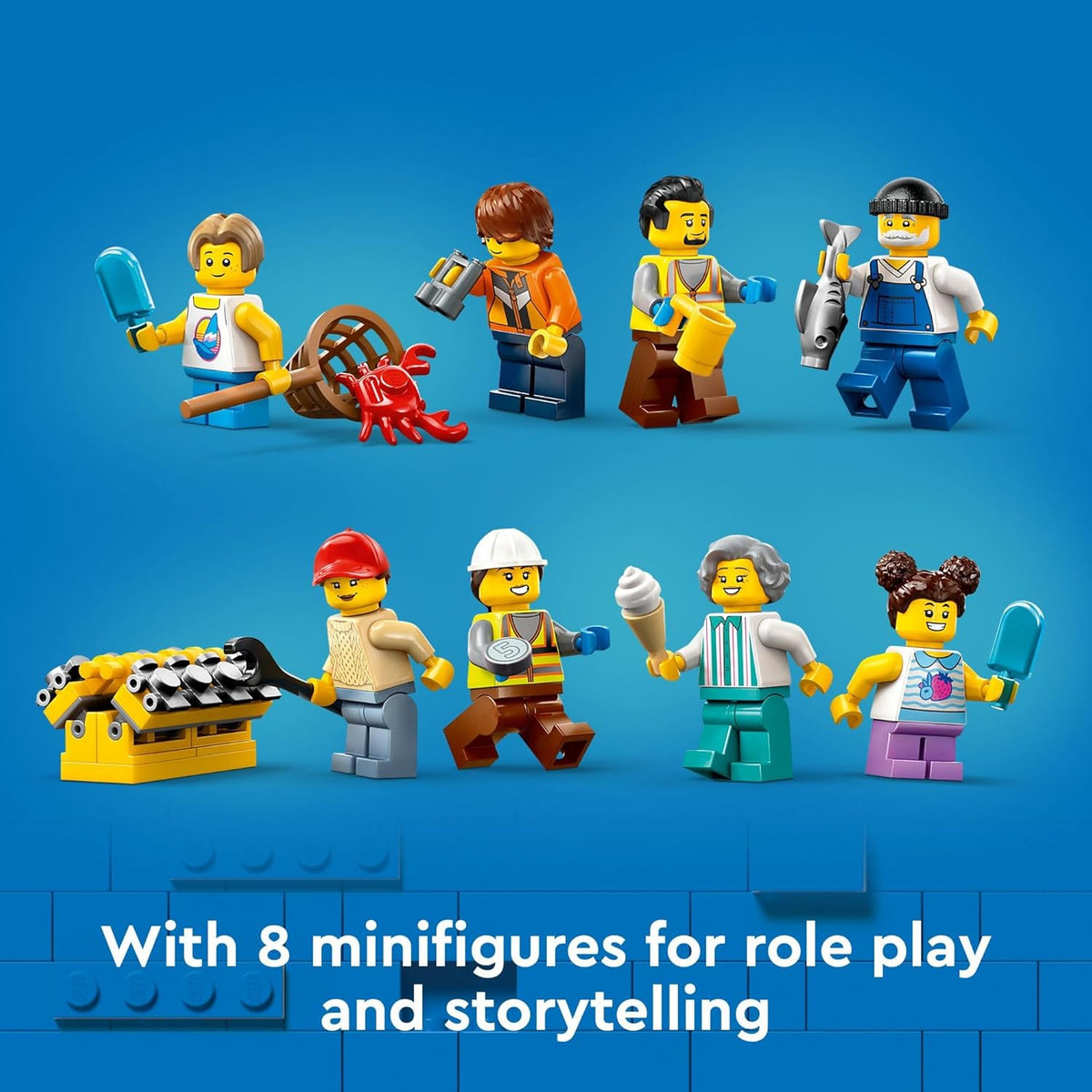 LEGO City Seaside Harbor with Cargo Ship Toy, Model Container Crane and Boat with 8 Minifigures L876