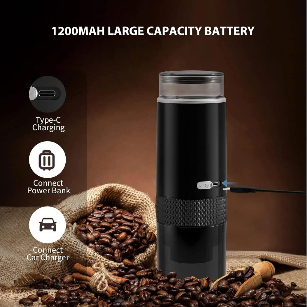 Portable Espresso Machine, Travel Coffee Maker Compatible with K Cup Capsules & Ground Coffee, 1200mah Battery, Handheld Single Serve Coffee Machine C948