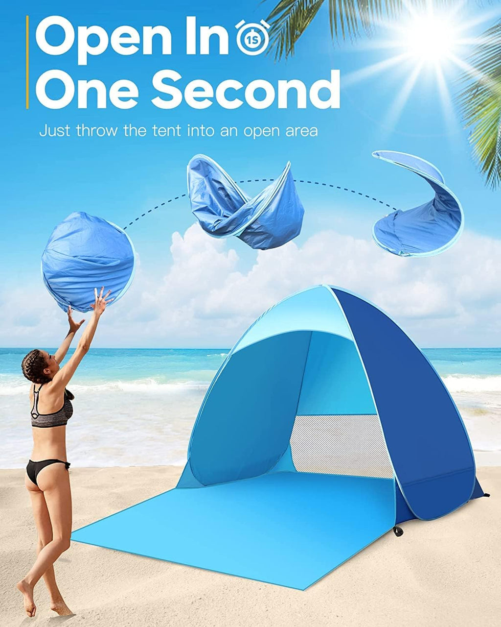 Pop Up Beach Tent, UPF 50+, Waterproof, with Carry Bag I198